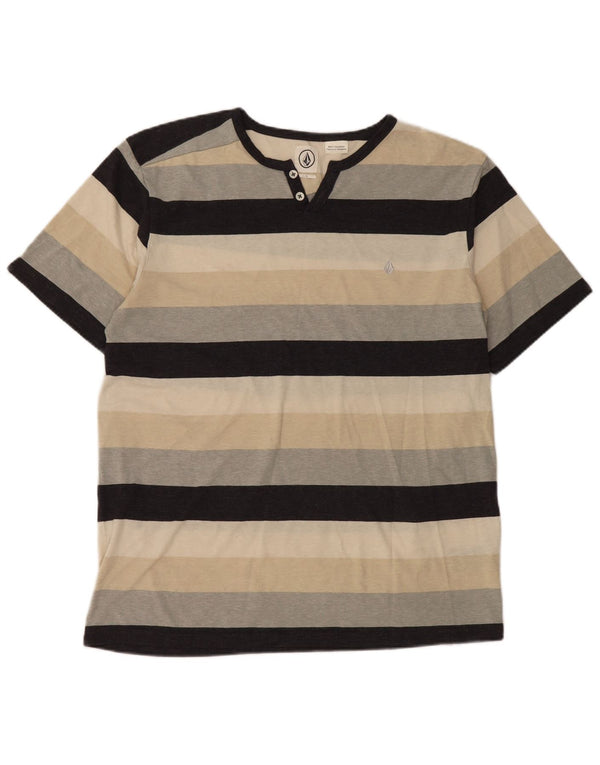 Volcom Herre T-Shirt Top Stor Flerfarvet Stribet Bomuld