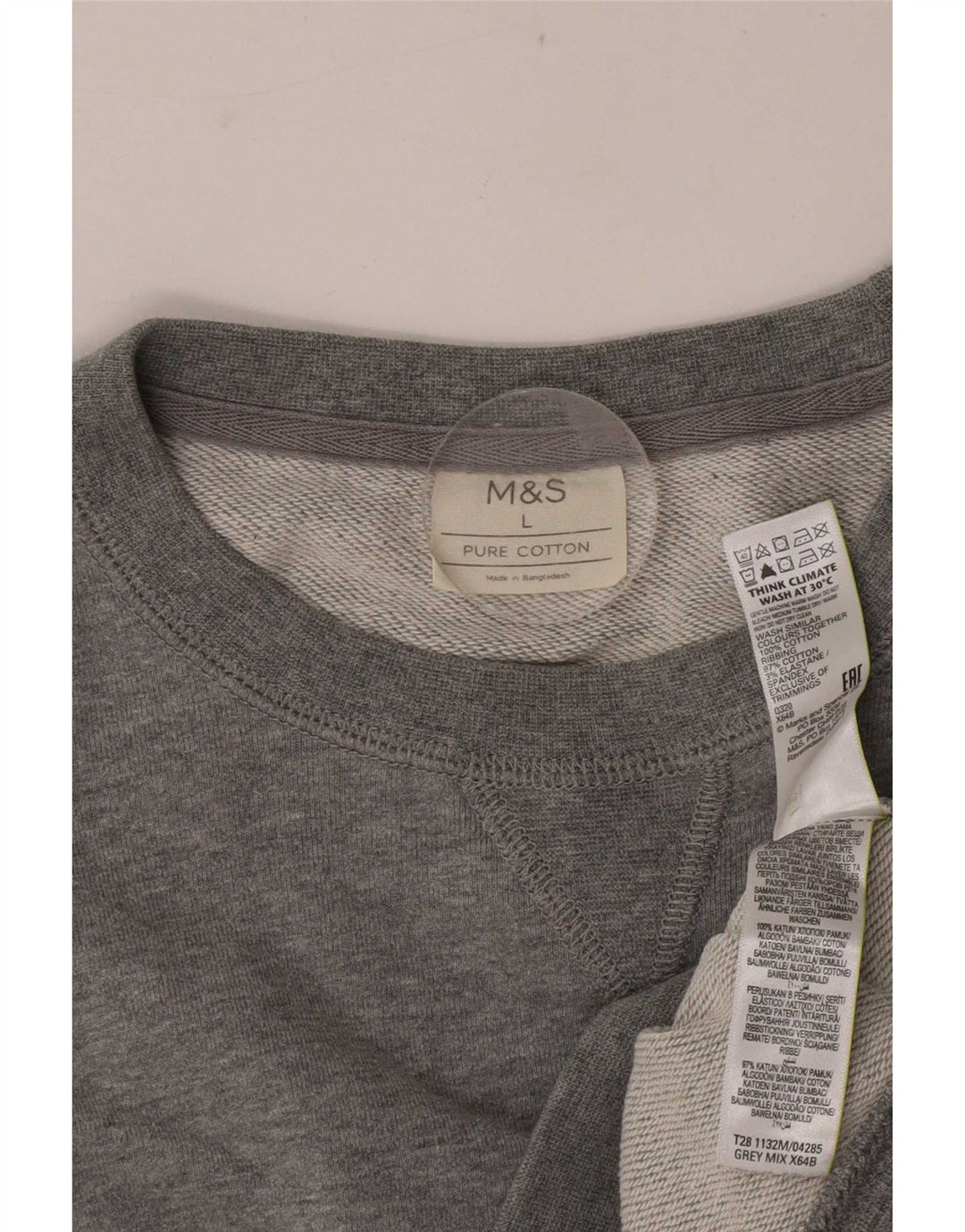 Marks & Spencer Sweatshirt til mænd, stor grå flækket bomuld