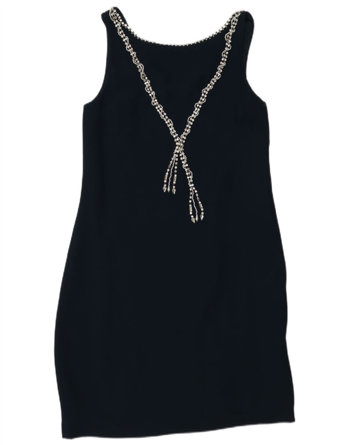 MONSOON Kvinders Ærmeløs Skede Kjole UK 10 Small Navy Blue Viscose