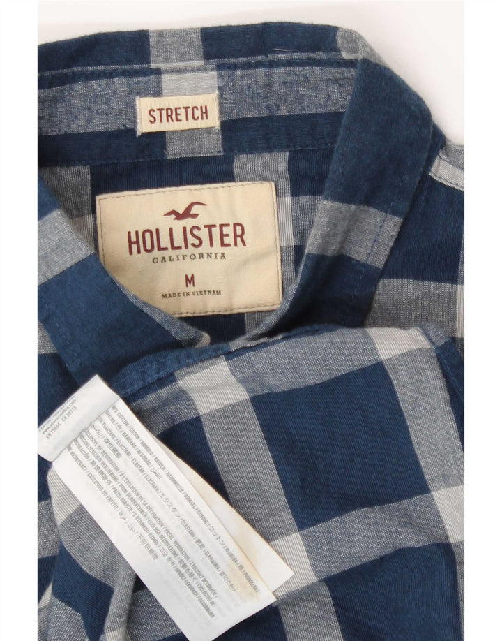 Hollister Stretch-skjorte til mænd Medium marineblå ternet bomuld