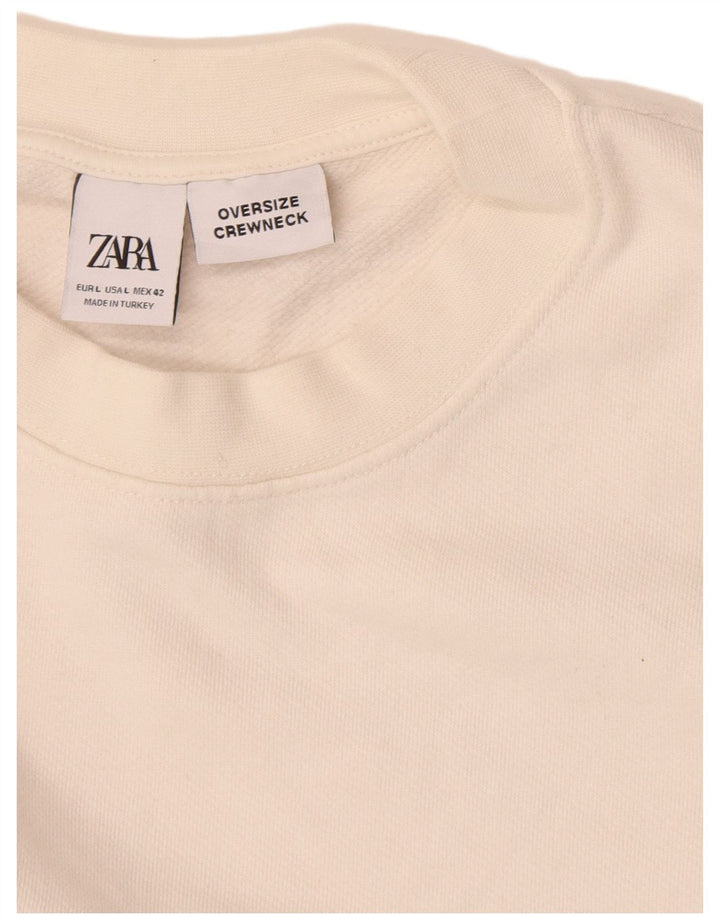 Zara Herre Oversized Sweatshirt Jumper Large White