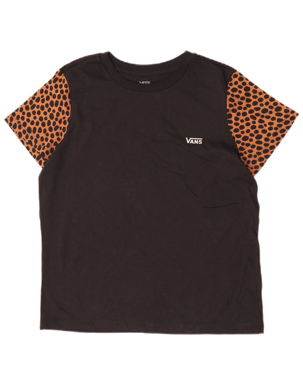 Vans Dame T-Shirt Top UK 14 Large Black Animal Print Bomuld