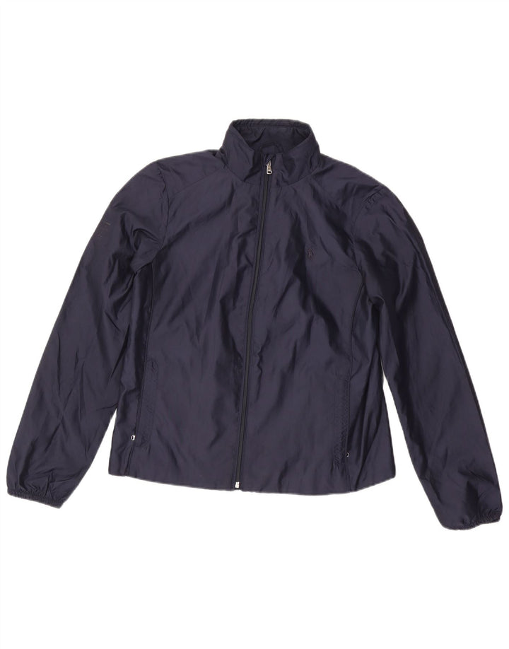 Ralph Lauren Dame vandtæt regnjakke UK 12 Medium Navy Blue Polyester