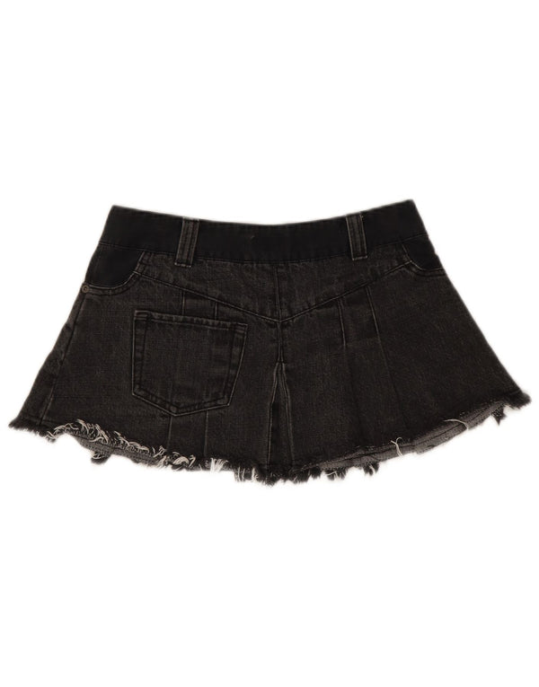 Topshop Dame Lavtalje Mini Denim Nederdel UK 8 Small W28 Sort Bomuld