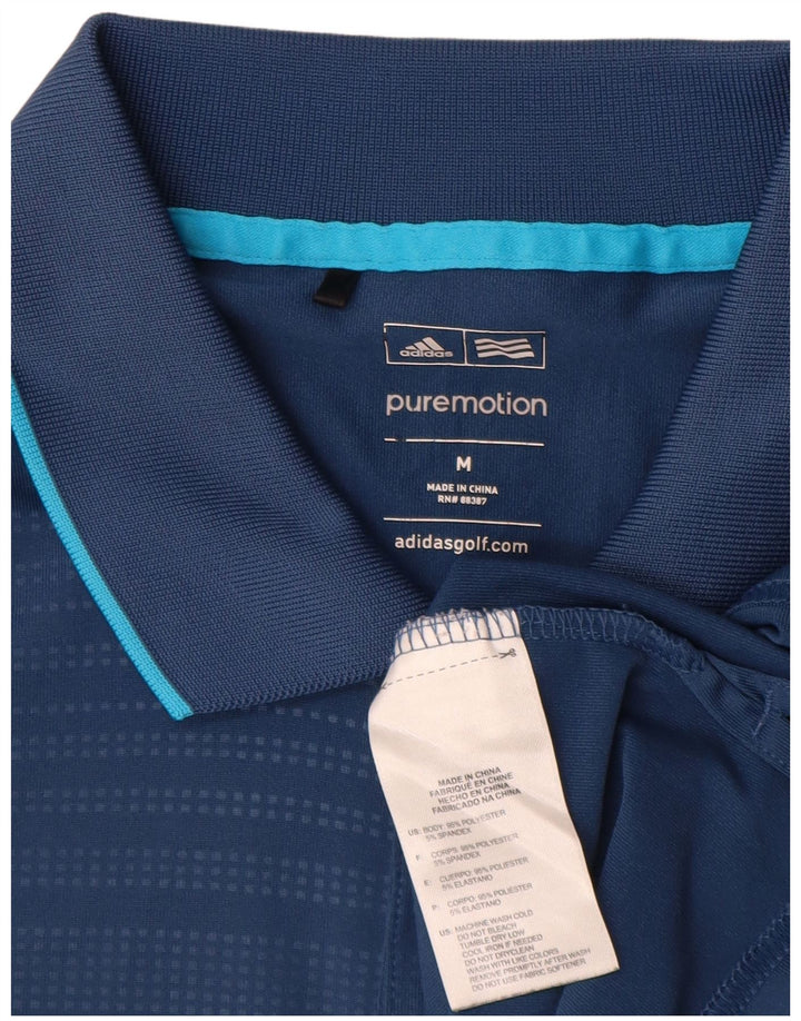 Adidas Poloshirt til mænd Medium Navyblå stribet polyester