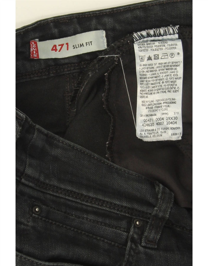 LEVI'S Womens 471 Slim Jeans W29 L30 Black Cotton Vintage Levi's and Second-Hand Levi's from Messina Hembry 