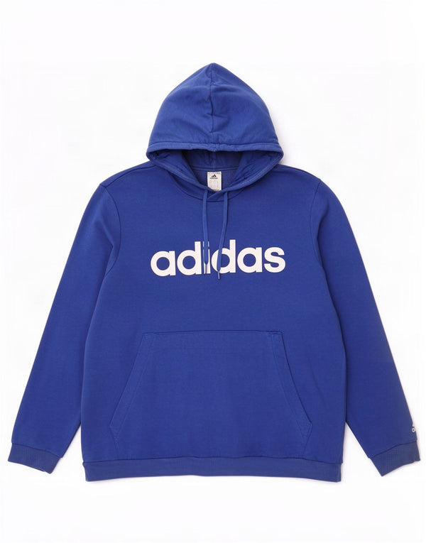 Adidas Mens Graphic Hoodie Jumper 2XL Blue Cotton