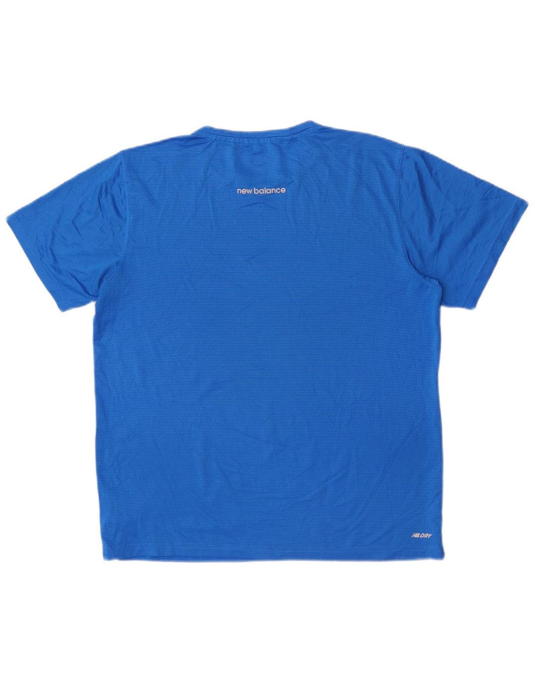 New Balance Herre T-Shirt Top Medium Blue Pinstripe Polyester