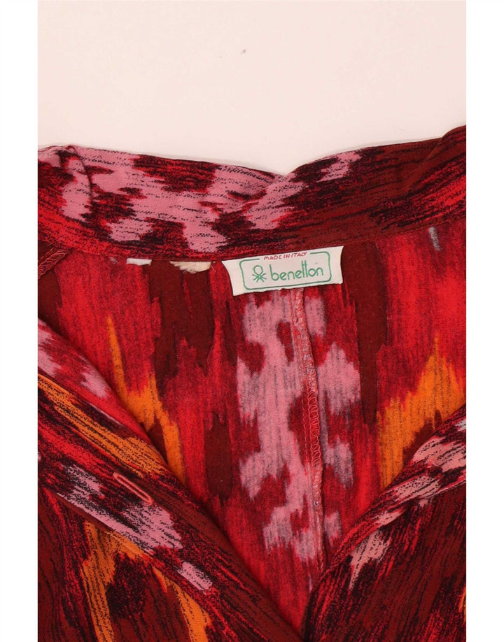 Benetton Dameskjortebluse UK 12 Medium Rød Ikat