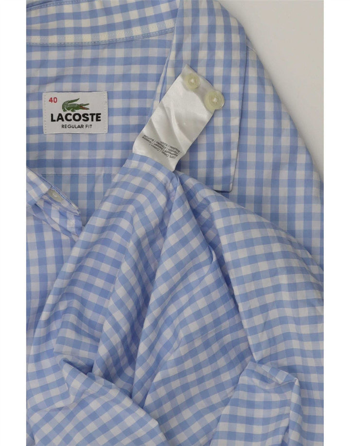 Lacoste Herre Regular Fit skjorte størrelse 40 Medium Blue Gingham Cotton