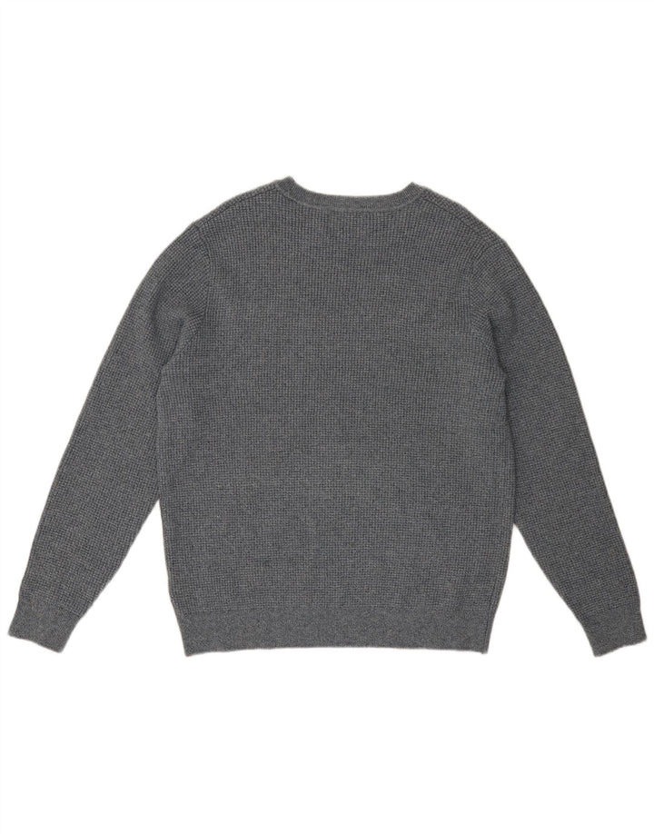 Marks & Spencer Herre Boat Neck Jumper Sweater Stor Grå Flecked Bomuld