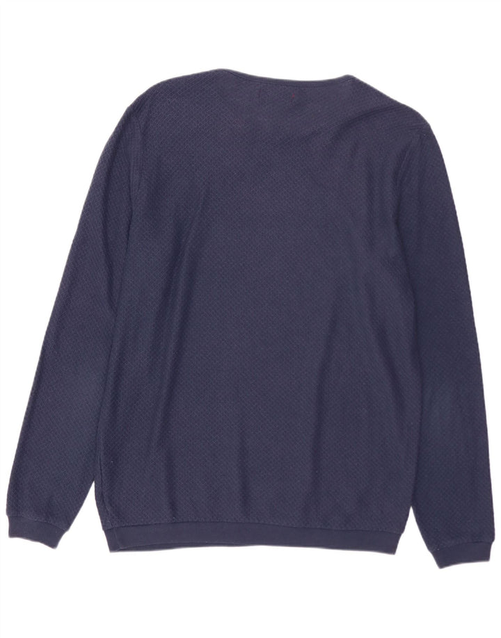 ZARA Herre Boat Neck Jumper Sweater Medium Navy Blue Polyester