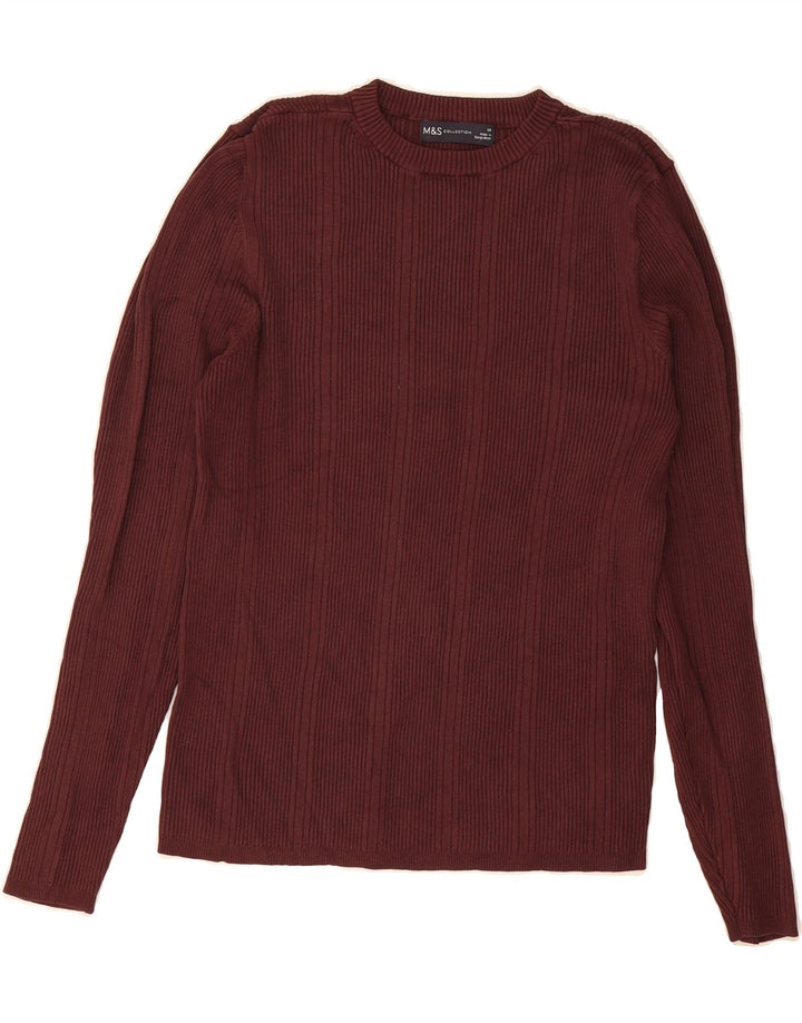 MARKS & SPENCER Womens Crew Neck Jumper Sweater UK 14 Medium Maroon Vintage Marks & Spencer and Second-Hand Marks & Spencer from Messina Hembry 