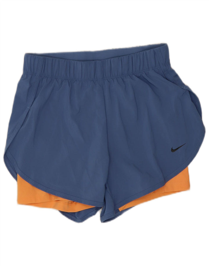 Nike Dame Dri Fit sportsshorts UK 8 Small Blue