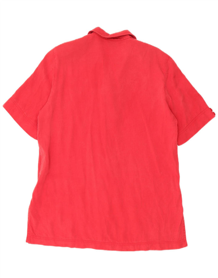 Vintage dame 5-knaps kortærmet blazerjakke UK 14 Large Red Tencel