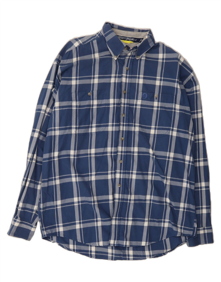 WRANGLER Mens Shirt Large Navy Blue Check Vintage Wrangler and Second-Hand Wrangler from Messina Hembry 