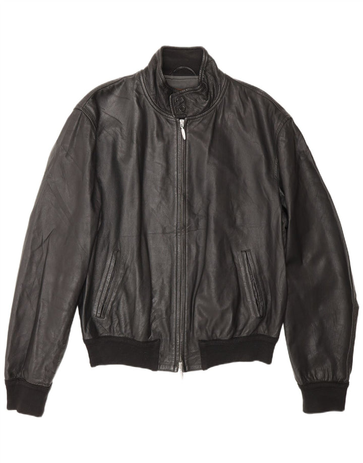 Stewart Womens Bomber Læderjakke UK 20 2XL Sort Læder Biker