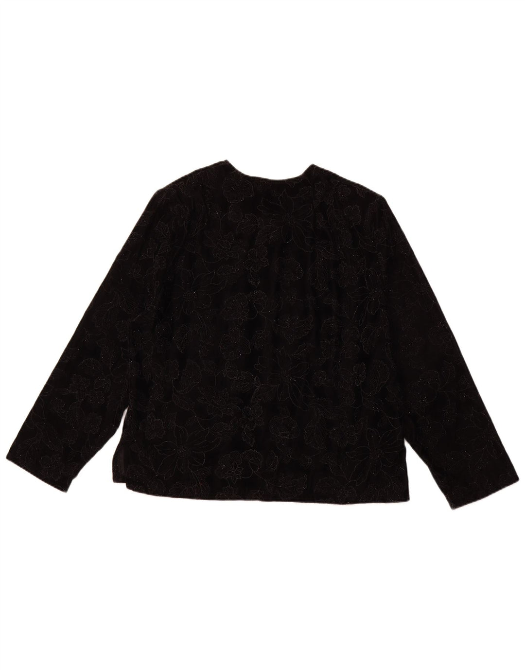 VINTAGE Langærmet Damebluse Top UK 16 Large Black Floral