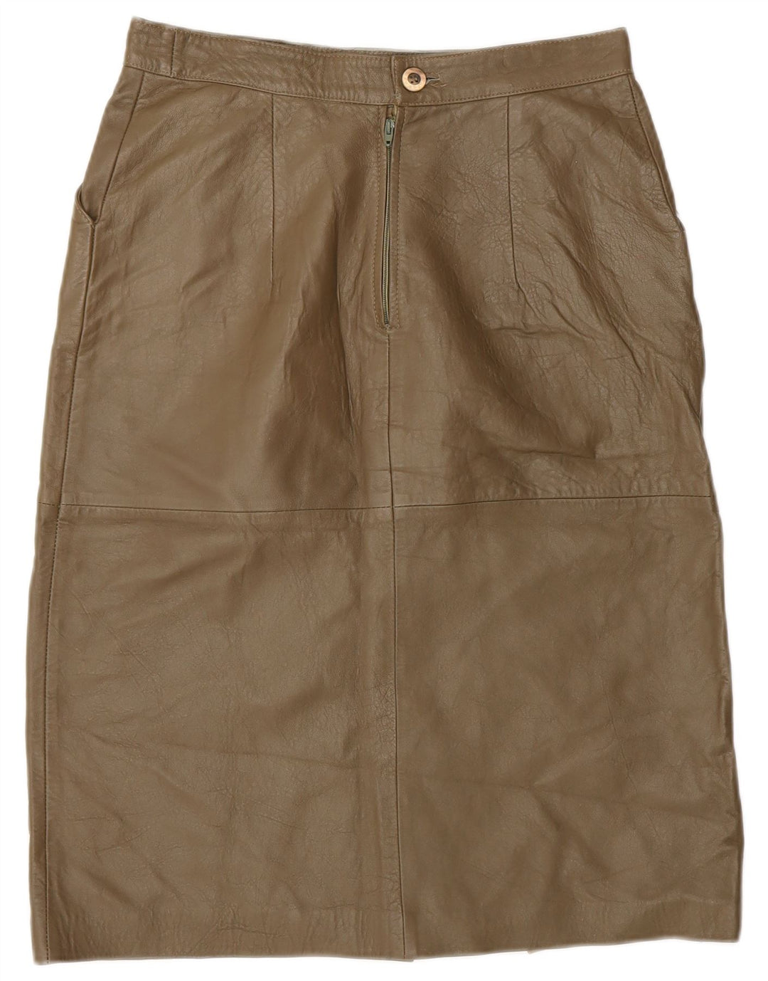 Vintage lædernederdel til kvinder IT 44 Medium W28 Khaki
