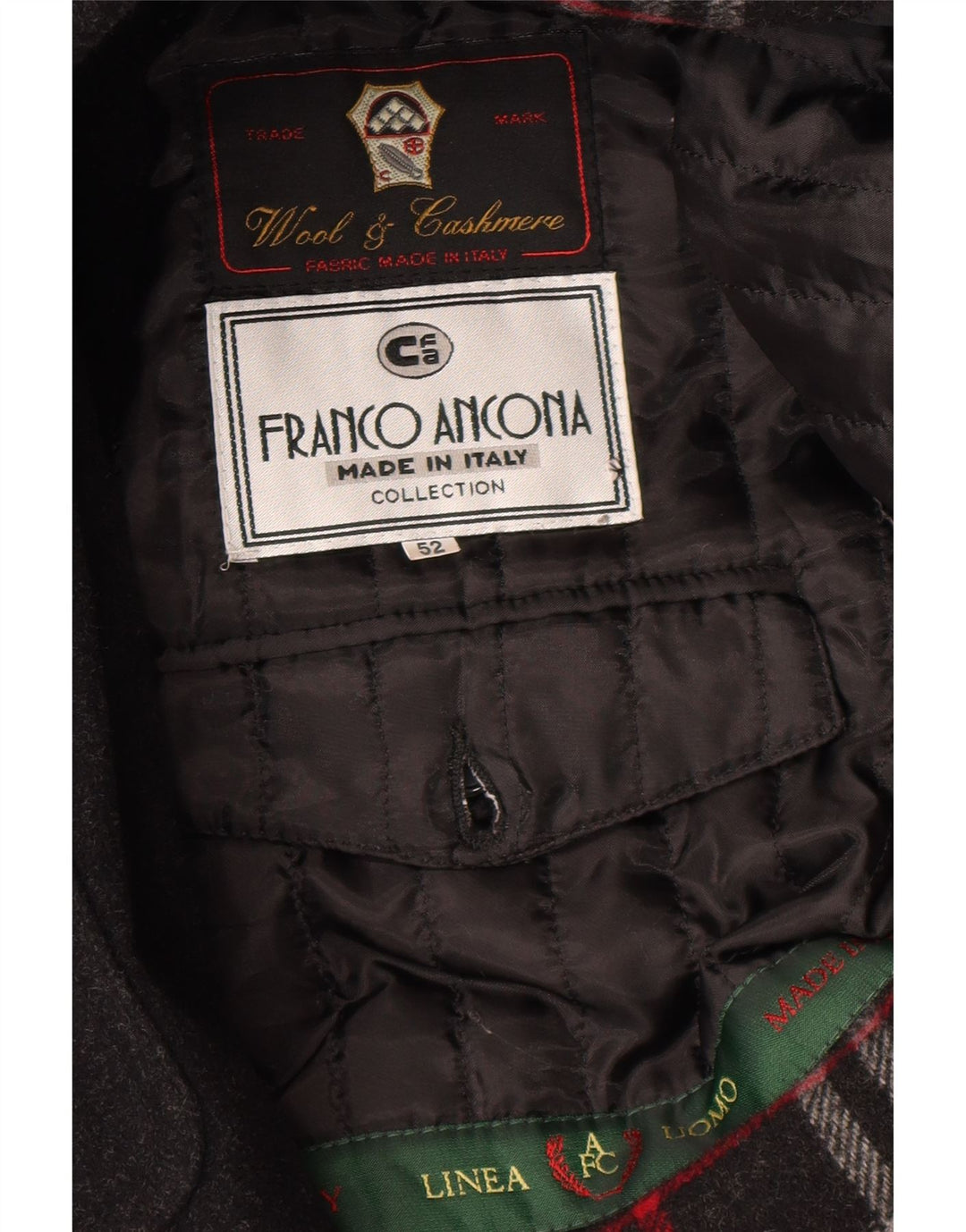 Franco Ancona Herre Overfrakke IT 52 XL Sort Uld