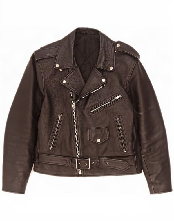 Vintage Herre Læder Biker Jacket UK 36 Small Black