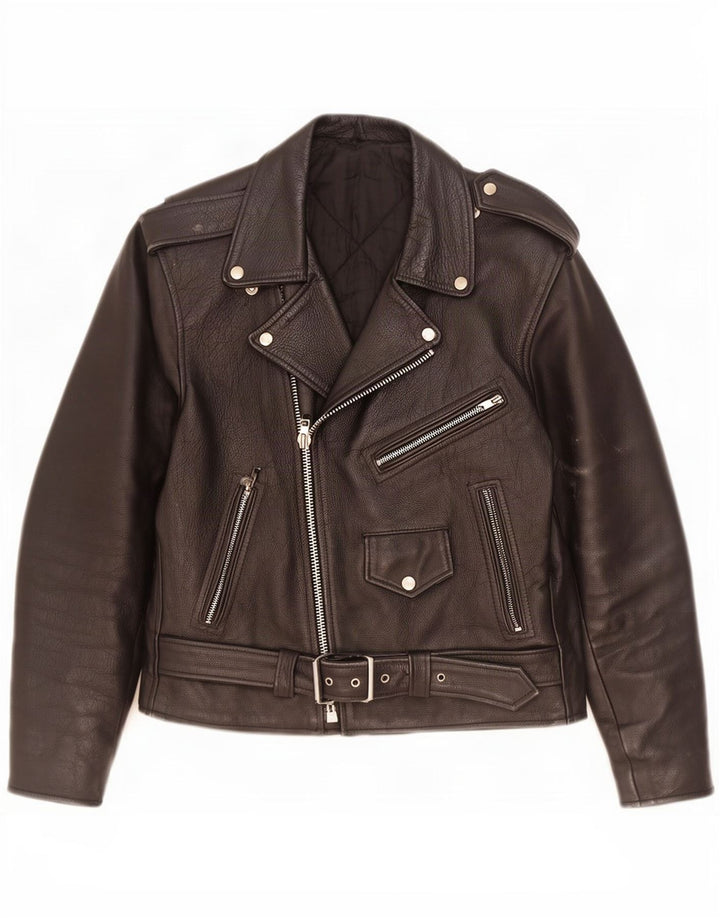 Vintage Herre Læder Biker Jacket UK 36 Small Black