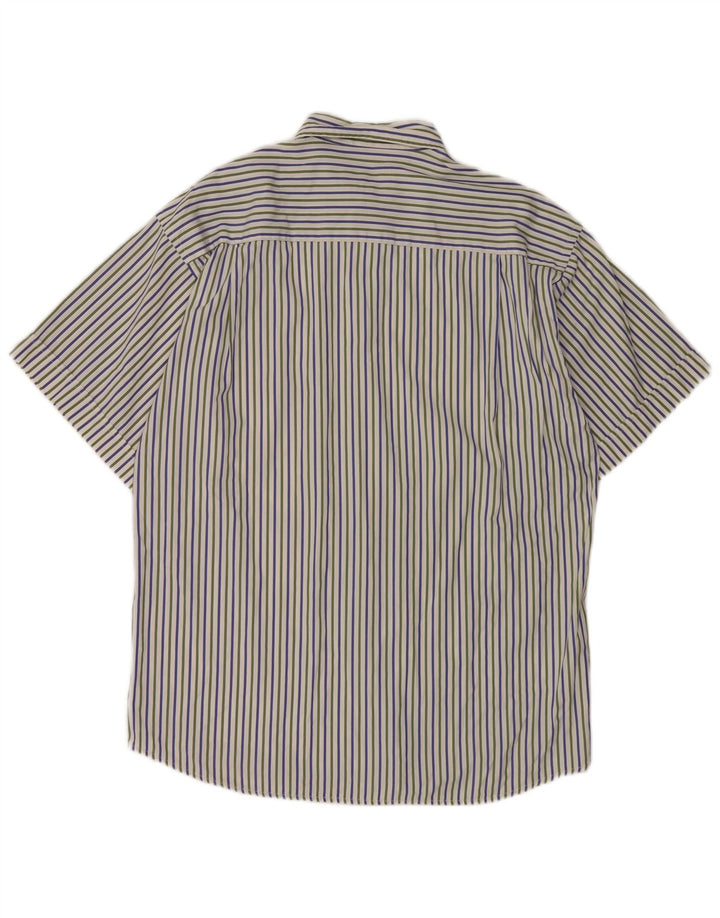 Faconnable Kortærmet Herreskjorte Medium Off White Stribet bomuld