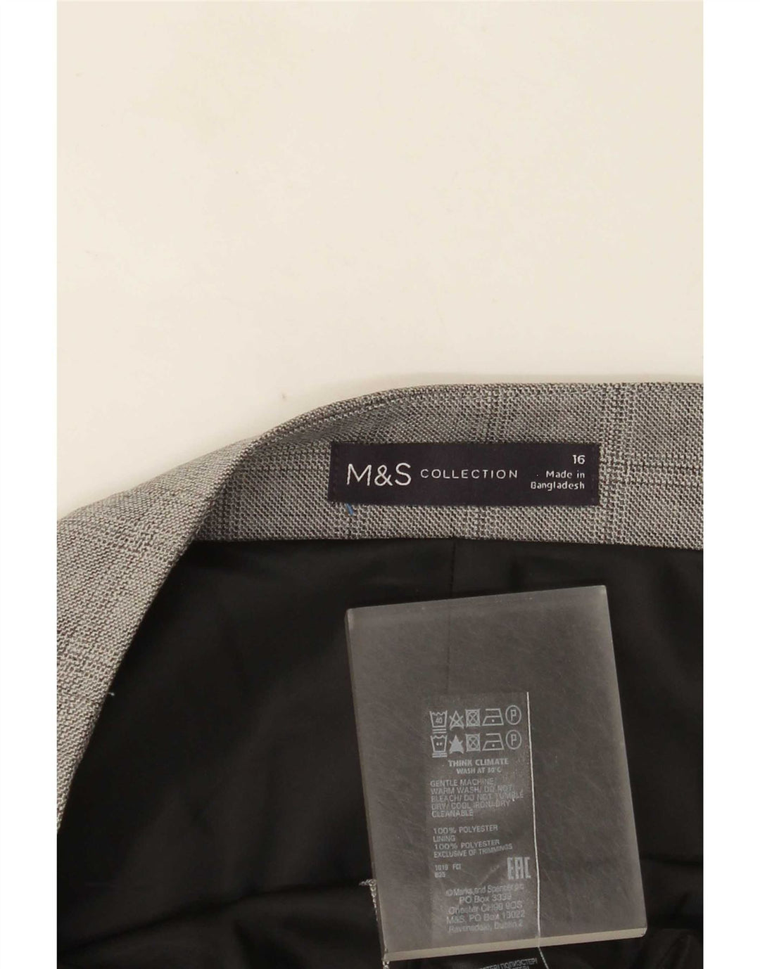 Marks & Spencer Pencil Nederdel til kvinder UK 16 Large W36 Grå Polyester