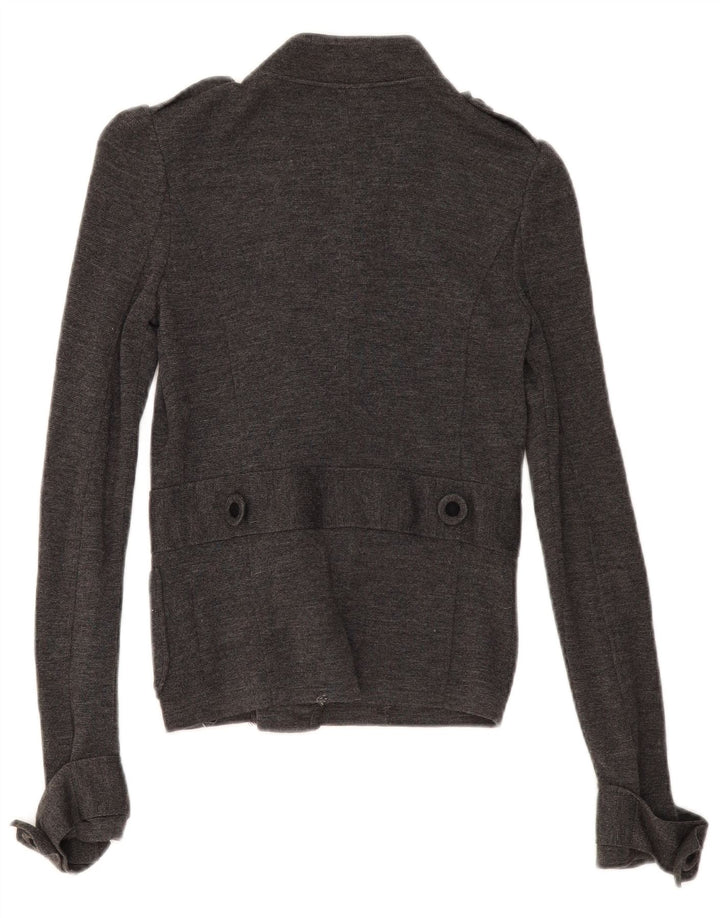Armani Dame Dobbeltradet Cardigan Sweater IT 38 XS Grå Uld