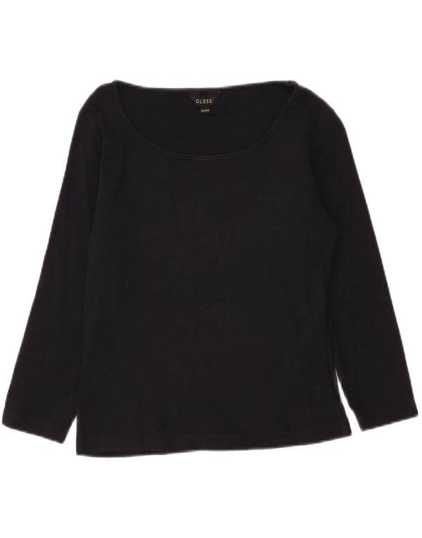 Guess Womens Crop Top 3/4 ærme UK 18 XL Navy Blue Bomuld