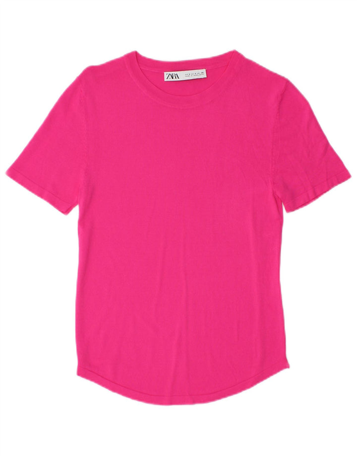 Zara Dame T-Shirt Top UK 8 Small Pink