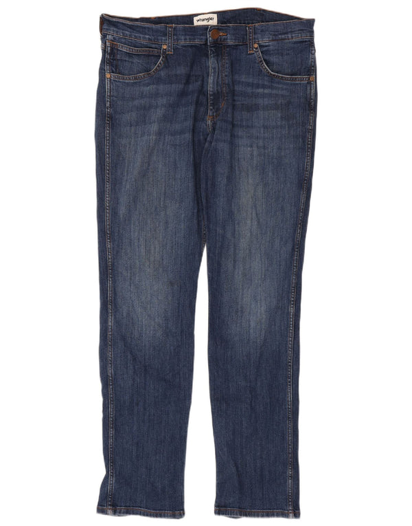 Wrangler Herre Greensboro Straight Jeans W34 L34 Blå Bomuld