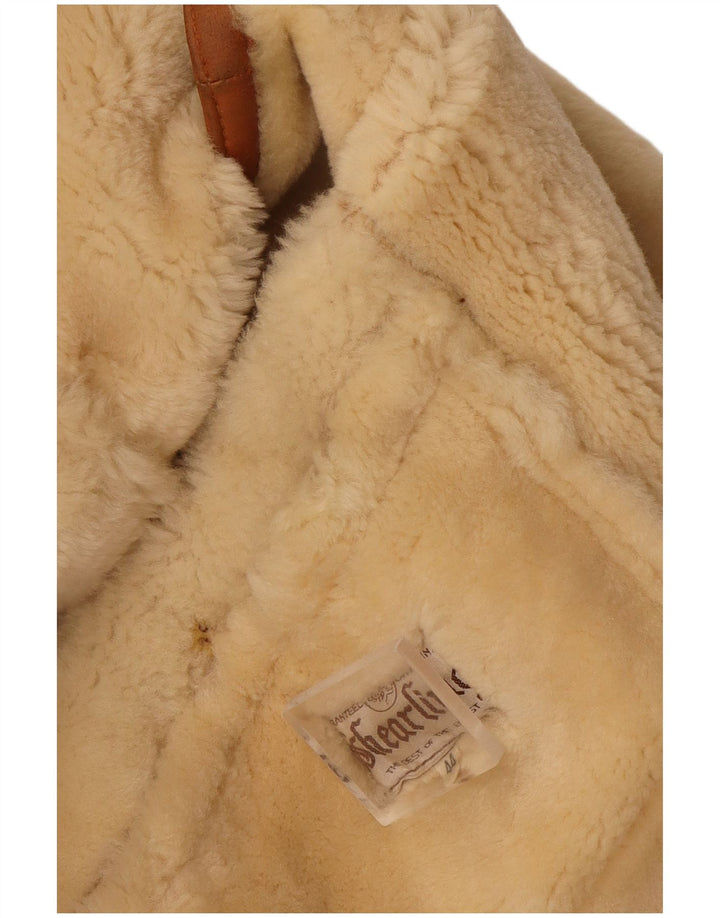 Vintage Dame Oversized Shearling Jacket IT 44 Medium Brun