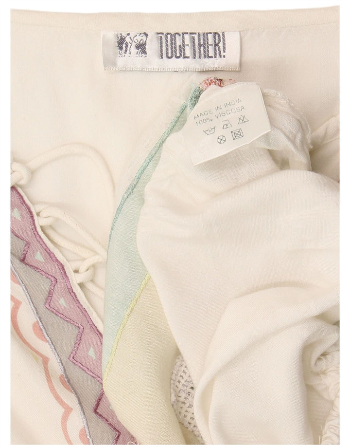 Together Dame Pullover Shirt UK 18 XL Off White Floral Viscose