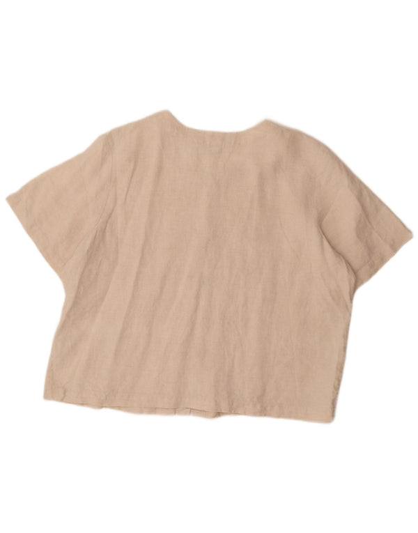Orvis Dame Kortærmet Oversized skjortebluse UK 18 XL Beige Linen