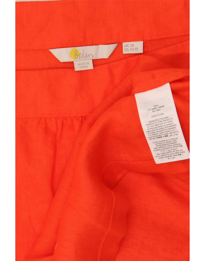 Boden Dame Bluse Top UK 20 2XL Orange Linen