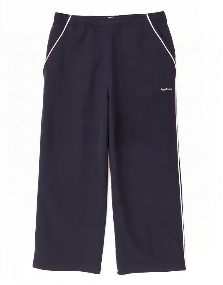 Reebok Dame Capri Træningsdragt Bukser UK 10 Small Navy Blue Polyester