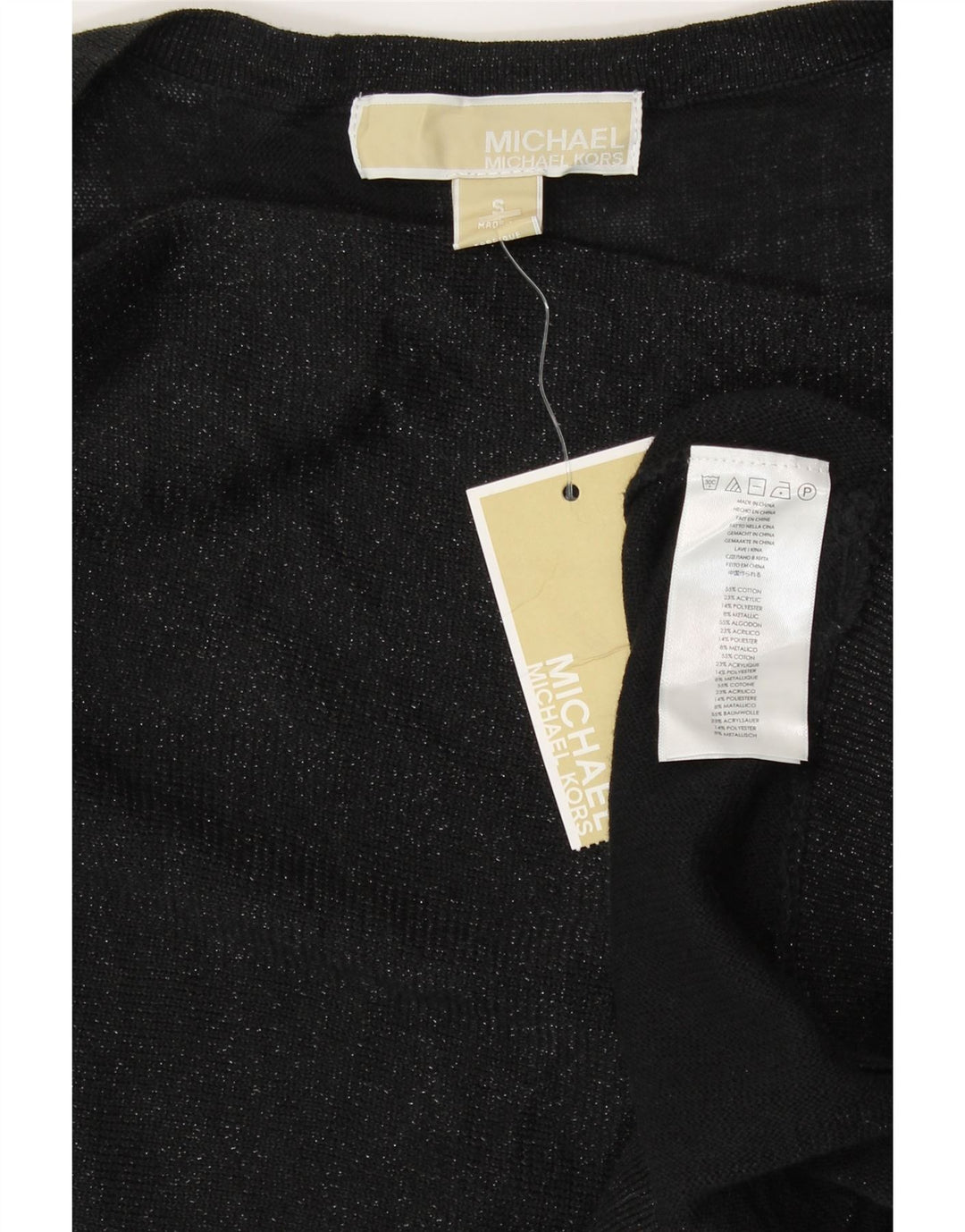 Michael Kors Dame ærmeløs bluse Top UK 10 Small Black Bomuld