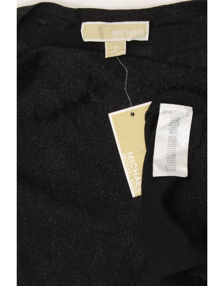 Michael Kors Dame ærmeløs bluse Top UK 10 Small Black Bomuld