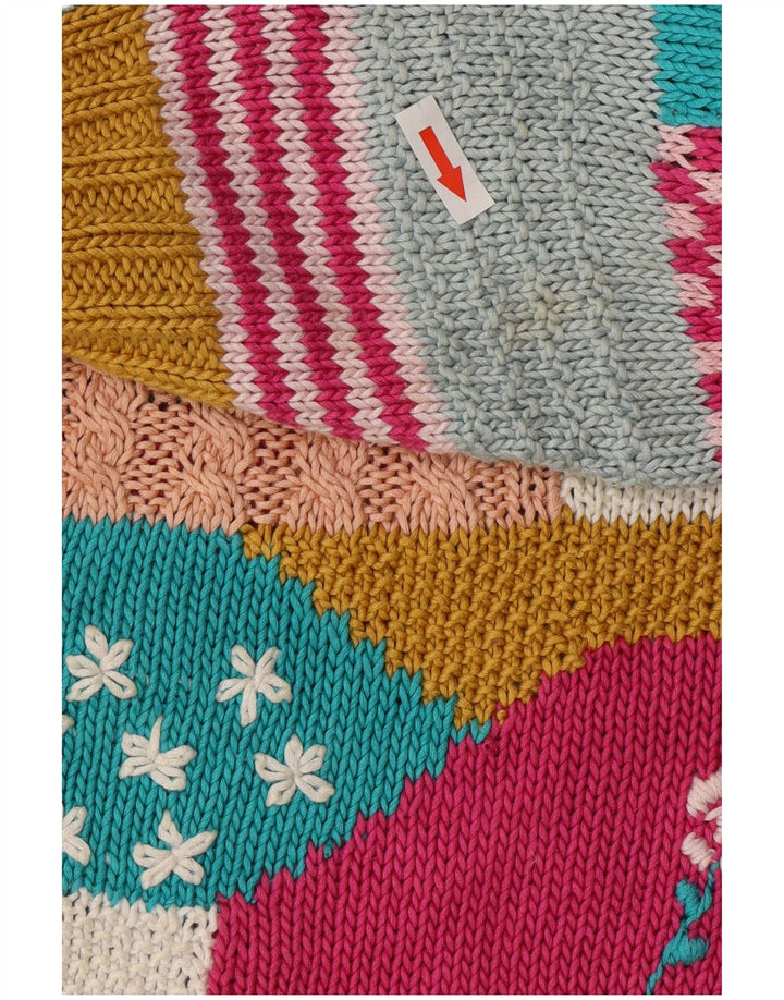 Vintage dame cardigan sweater UK 14 Stort flerfarvet patchwork