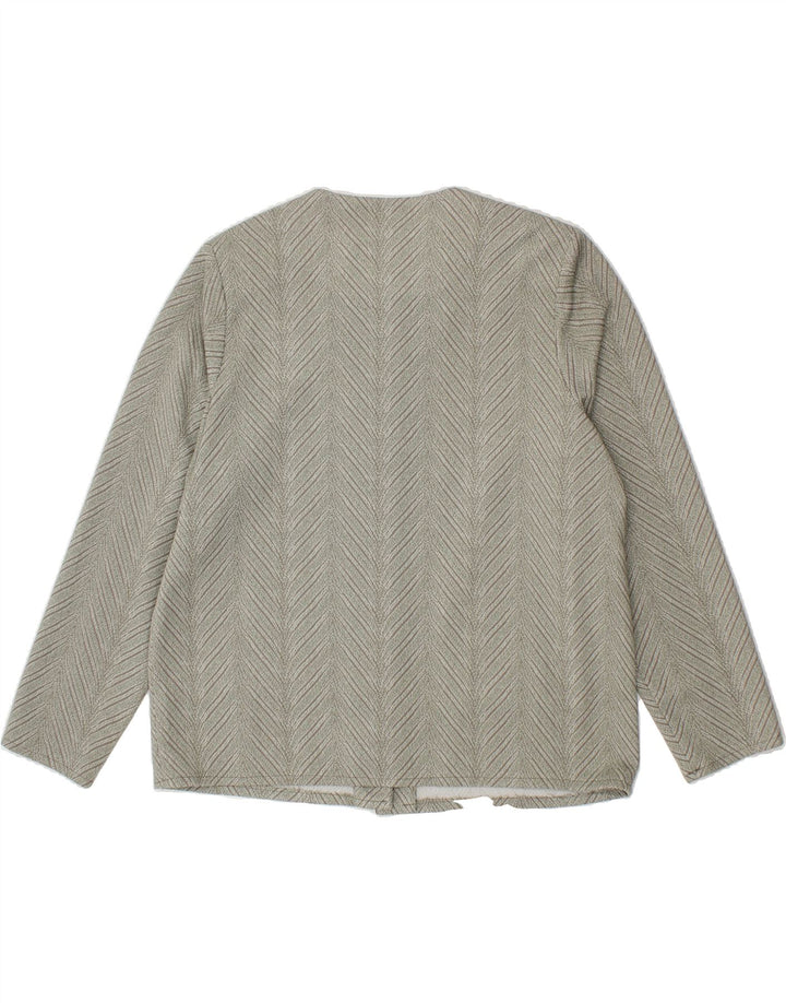 VINTAGE Womens 6 Button Blazer Jacket UK 18 XL Green Striped Acrylic Vintage Vintage and Second-Hand Vintage from Messina Hembry 