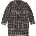 Zara Womens Open Overcoat UK 10 Small Black Houndstooth Bomuld