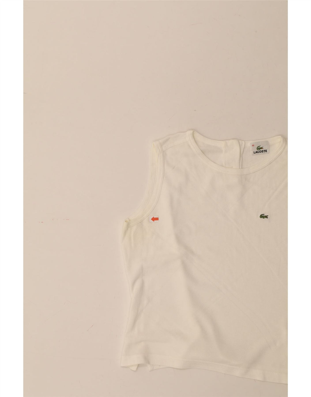 LACOSTE Damevest Top Str. 44 Large Hvid Bomuld