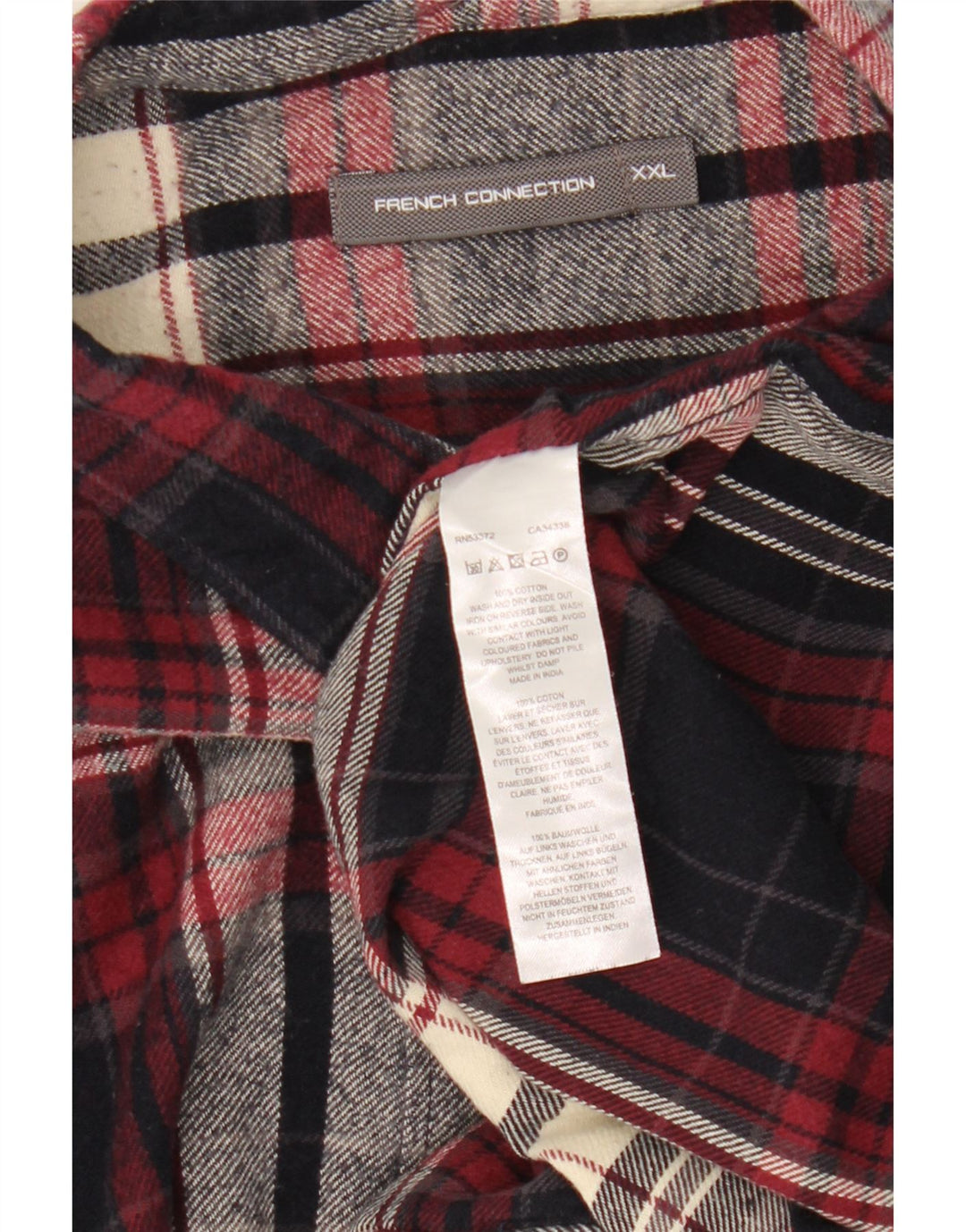 French Connection Herre Flanellskjorte 2XL Burgund Ternet Bomuld