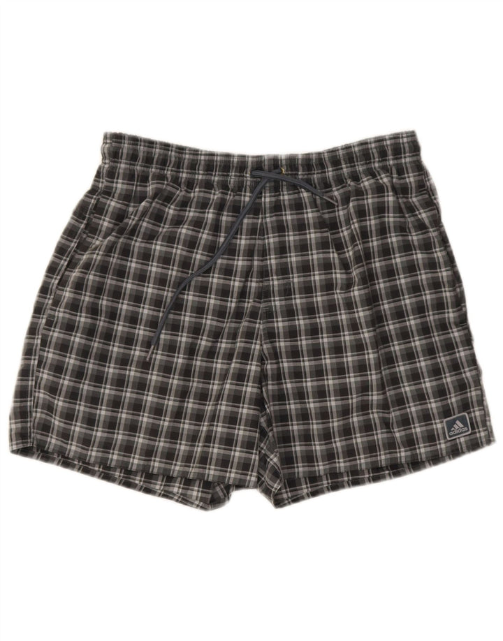 Adidas Badeshorts til mænd mellemgrå ternet polyester