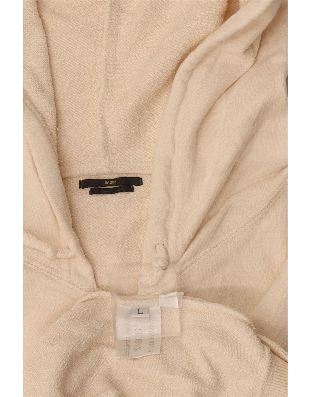 Sasch Herre grafisk hættetrøje Sweater med lynlås Large Off White Bomuld