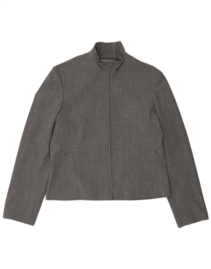 HIRSCH Womens Full Zip Blazer Jacket UK 10 Small  Grey Polyester