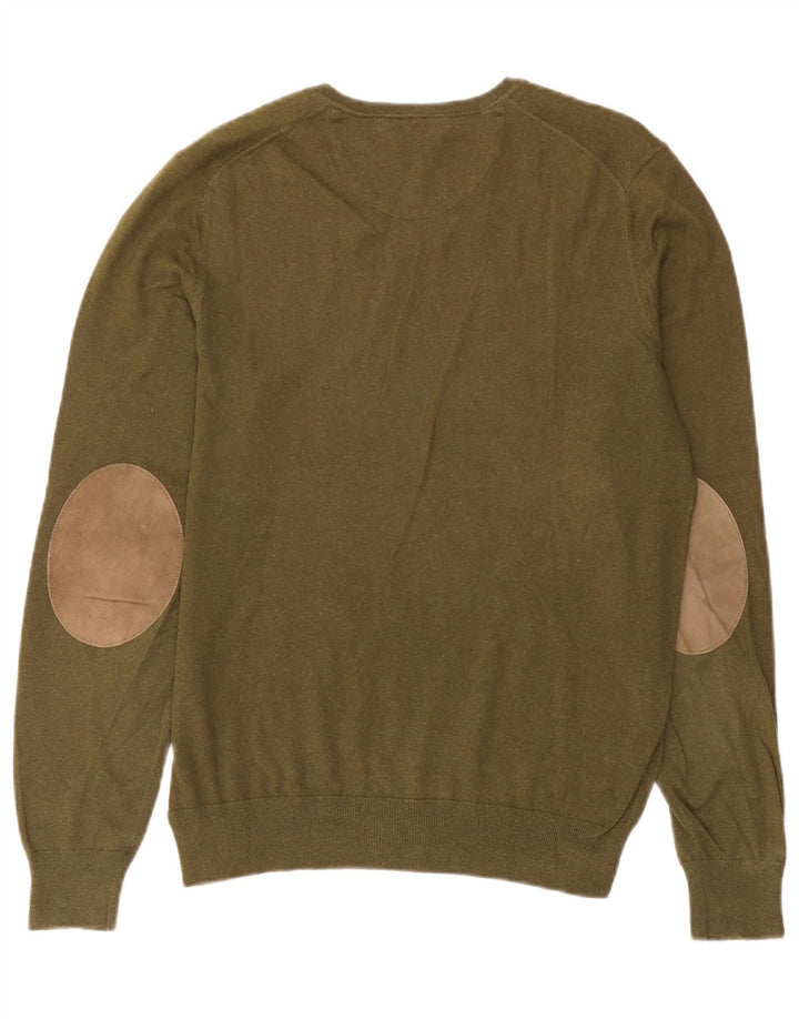 Massimo Dutti Herre V-hals sweater Medium Khaki Bomuld