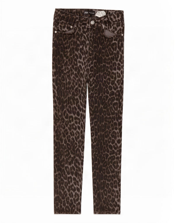 Zara Womens Skinny Jeans EU 38 Small W28 L27 Grey Animal Print Cotton