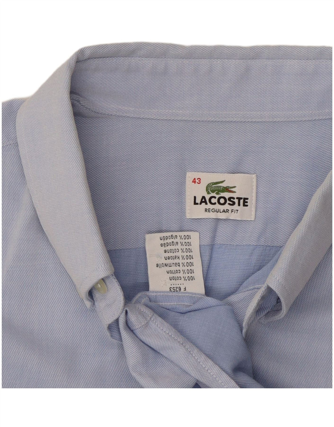 LACOSTE Herre Regular Fit skjorte str. 43 Large Blue Cotton